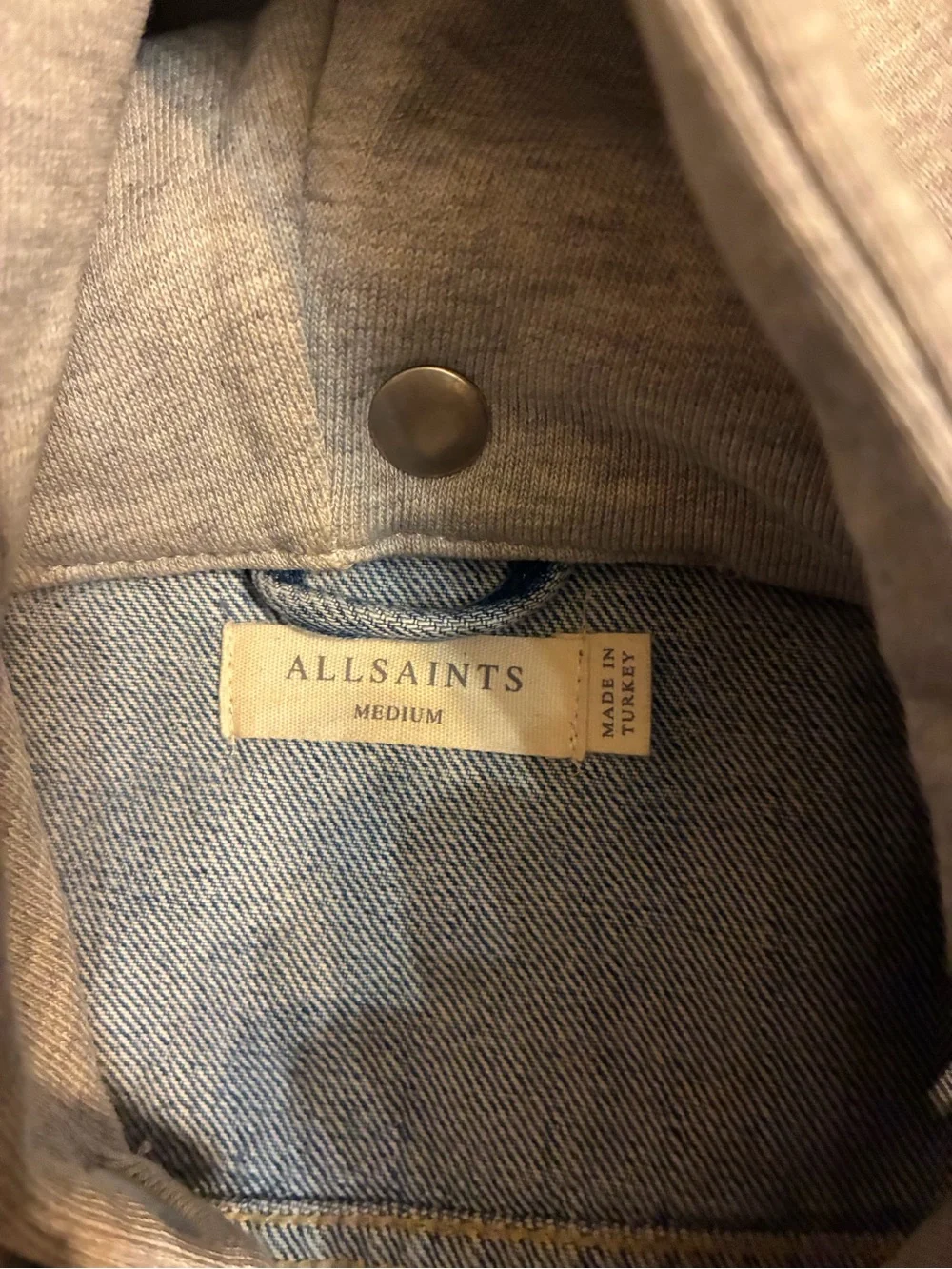 All saints denim hooded jacket size medium